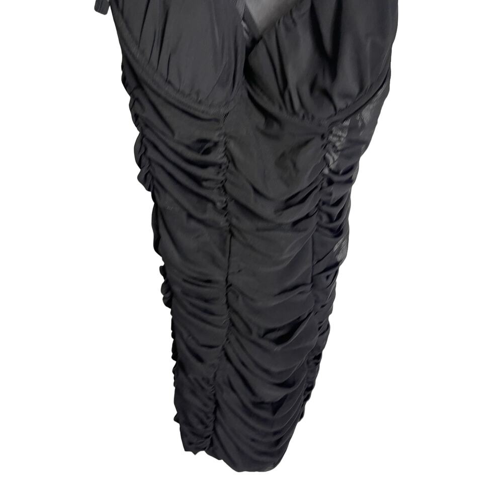 OW Collection Casandra Bustier Mini Dress Ruched Mesh Party Cocktail Hoco LBD S - Picture 7 of 13